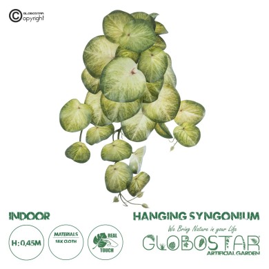 GloboStar® Artificial Garden SYNGONIUM HANGING PLANT 20607 Τεχνητό Διακοσμητικό Κρεμαστό Φυτό Συγκόνιο Υ45cm